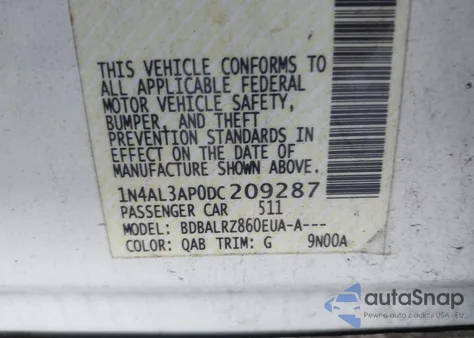 2013 Nissan Altima 2.5 S из США, поврежденный, VIN 1N4AL3AP0DC209287